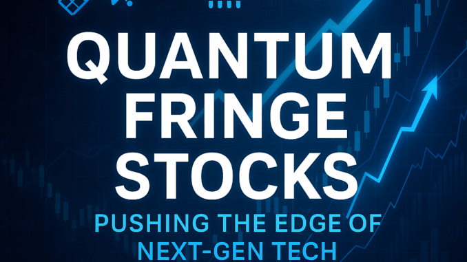 quantumfringestocks Futuristic quantum grid with stock market arrows and glowing tech lines